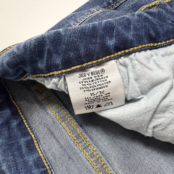 Judy Blue Skinny Fit Jeans Size 15/32 Distressed Mariah Serape Rainbow Patch - Picture 9 of 13